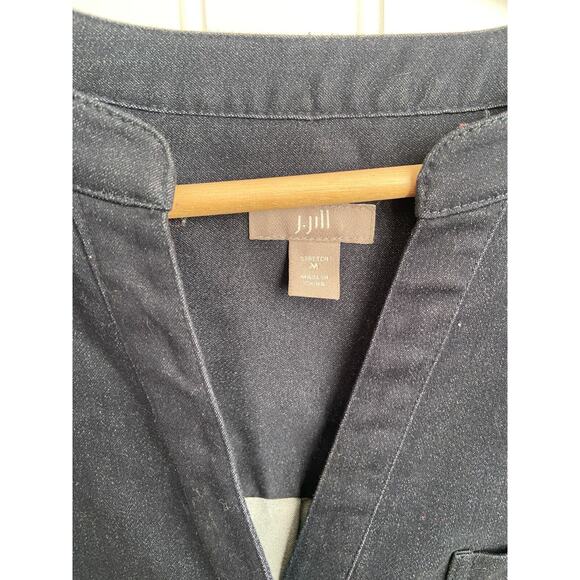 J Jill Dress Womens Medium Dark Blue Long Sleeve Stretch Button V-Neck Pockets - Picture 4 of 6